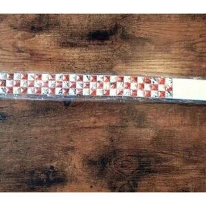 Men’s Faux Leather Belt Orange White Black Marble Studded Adjustable Punk Style